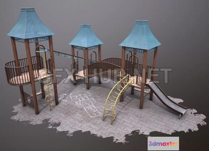 1186560 - PBR Game 3D Model - Madison Square Park Playground