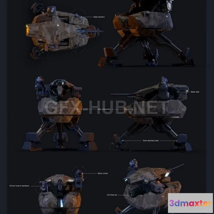 1186562 - PBR Game 3D Model - MADS 249 automatic turret