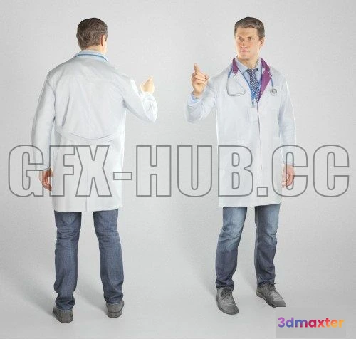 1186590 - PBR Game 3D Model - Male doctor pointing at something 279