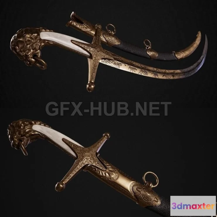 1186612 - PBR Game 3D Model - Mameluke Shamshir PBR