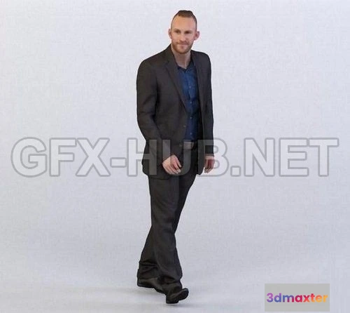 1186620 - PBR Game 3D Model - Man in a Suit Walking 02