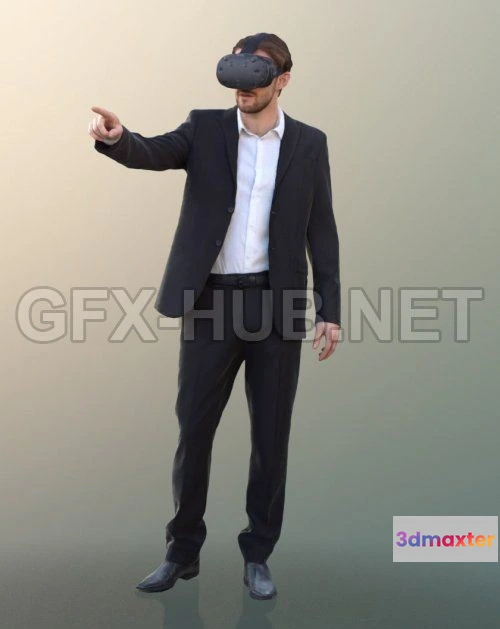 1186622 - PBR Game 3D Model - Man in a Suit Wearing VR Headset Scanned