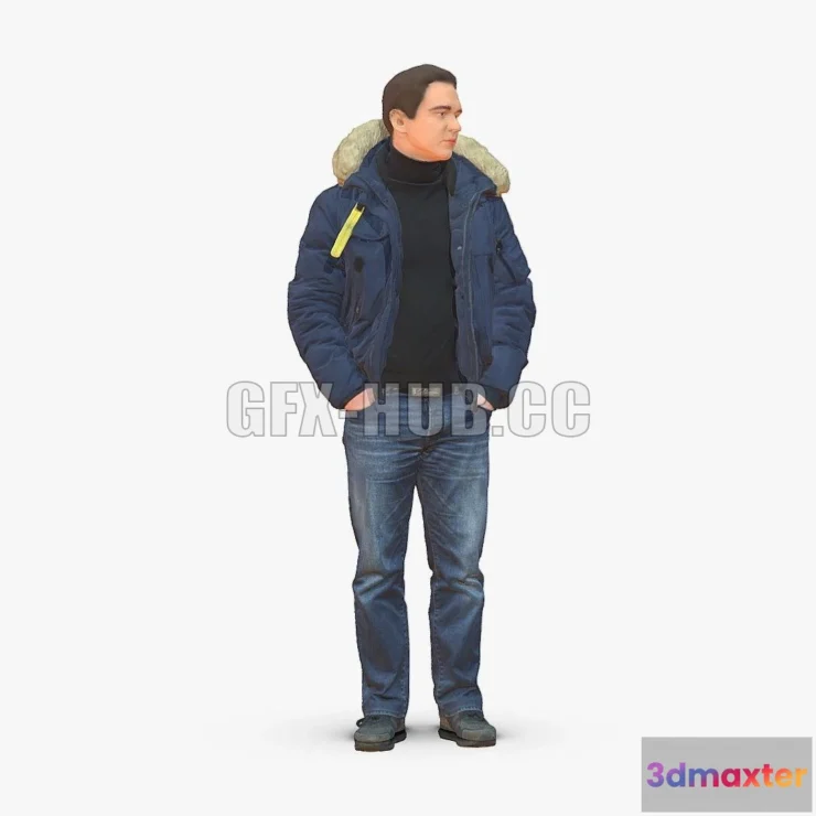 1186626 - PBR Game 3D Model - Man in a winter jacket pilot