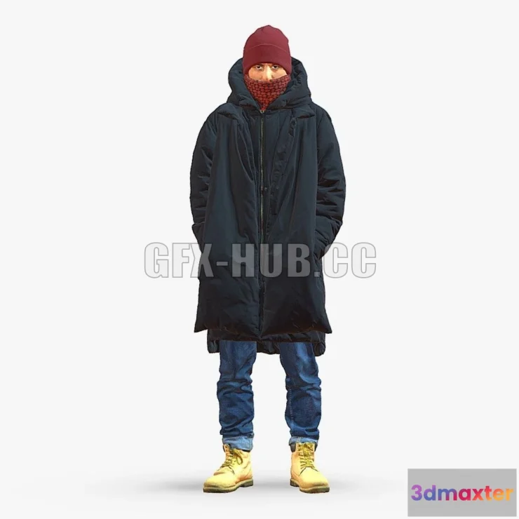 1186638 - PBR Game 3D Model - Man in winter clothes 0118