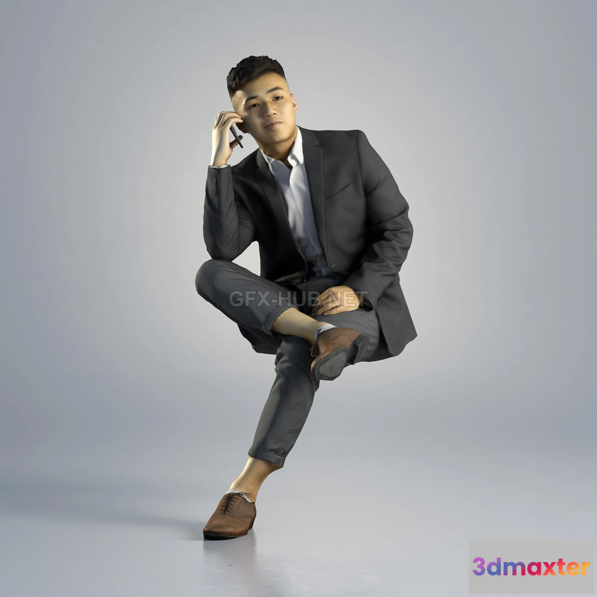1186644 - PBR Game 3D Model - Man Kevin Business Sitting 002 (Vray, Corona)