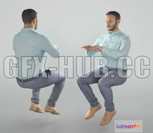 1186648 - PBR Game 3D Model - Man sitting and using laptop 357