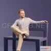 1186652 - PBR Game 3D Model - Man Sitting on bench Scanned