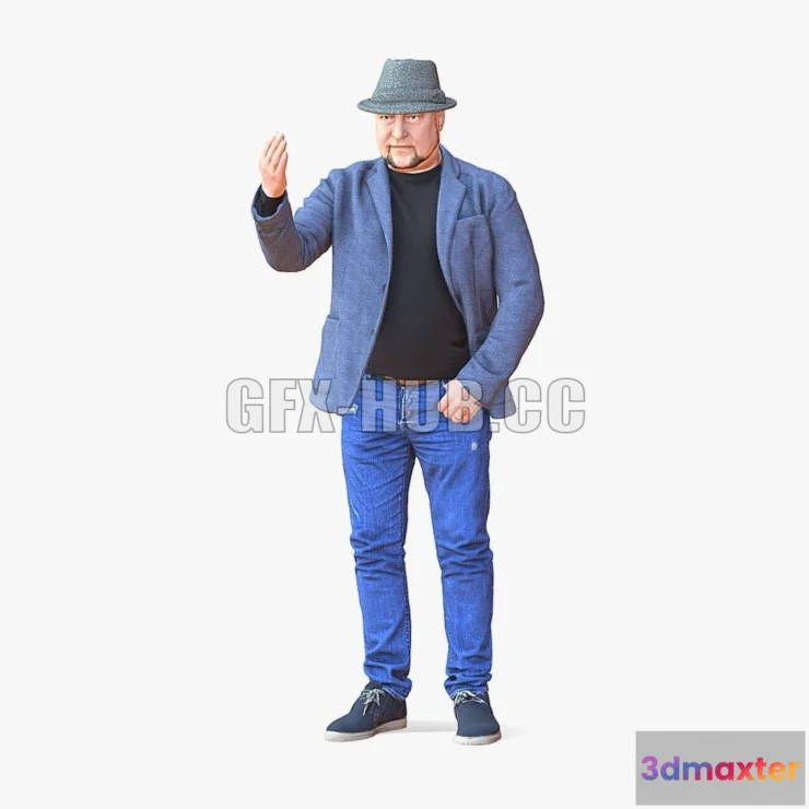 1186666 - PBR Game 3D Model - Man with hat 1213