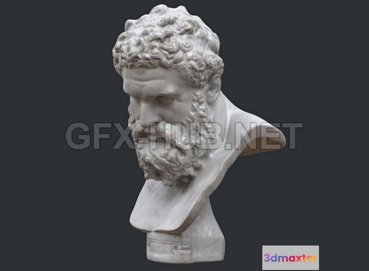1186682 - PBR Game 3D Model - Marble Bust Farnese Hercules