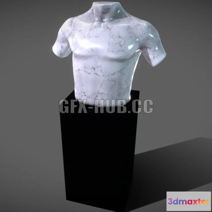 1186684 - PBR Game 3D Model - Marble Male Torso Statue