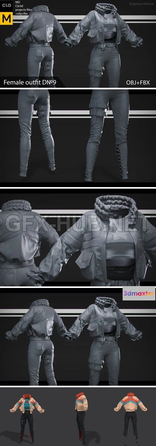 1186712 - PBR Game 3D Model - Marvelous Designer,Clo3d. Female outfit D№9