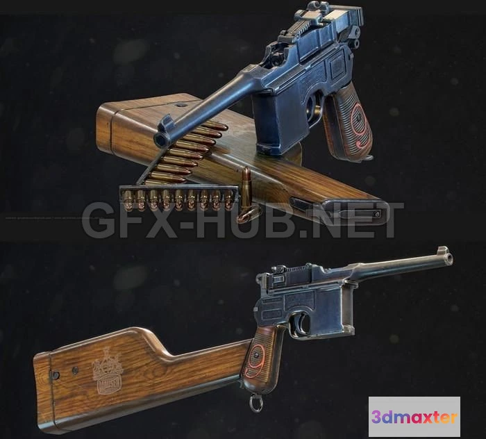 1186738 - PBR Game 3D Model - Mauser C96 PBR