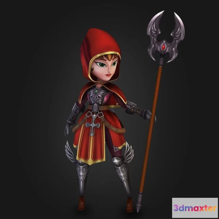 1186820 - PBR Game 3D Model - Medieval chibi warrior