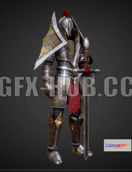 1186826 - PBR Game 3D Model - Medieval Fantasy Knight