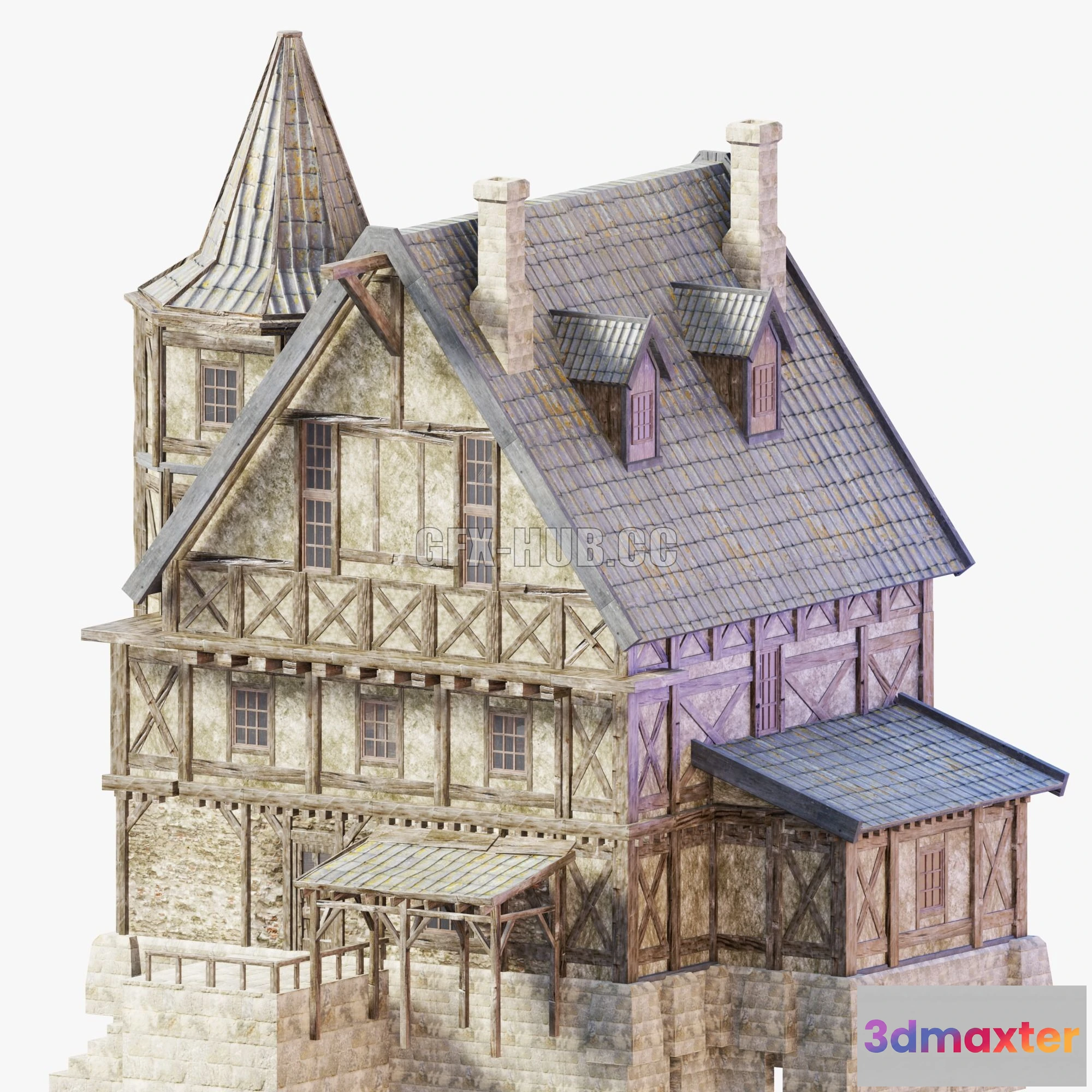 1186834 - PBR Game 3D Model - Medieval House