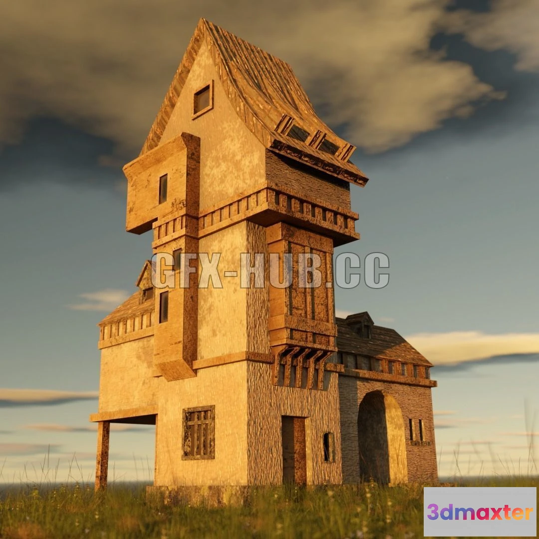 1186844 - PBR Game 3D Model - Medieval Structure