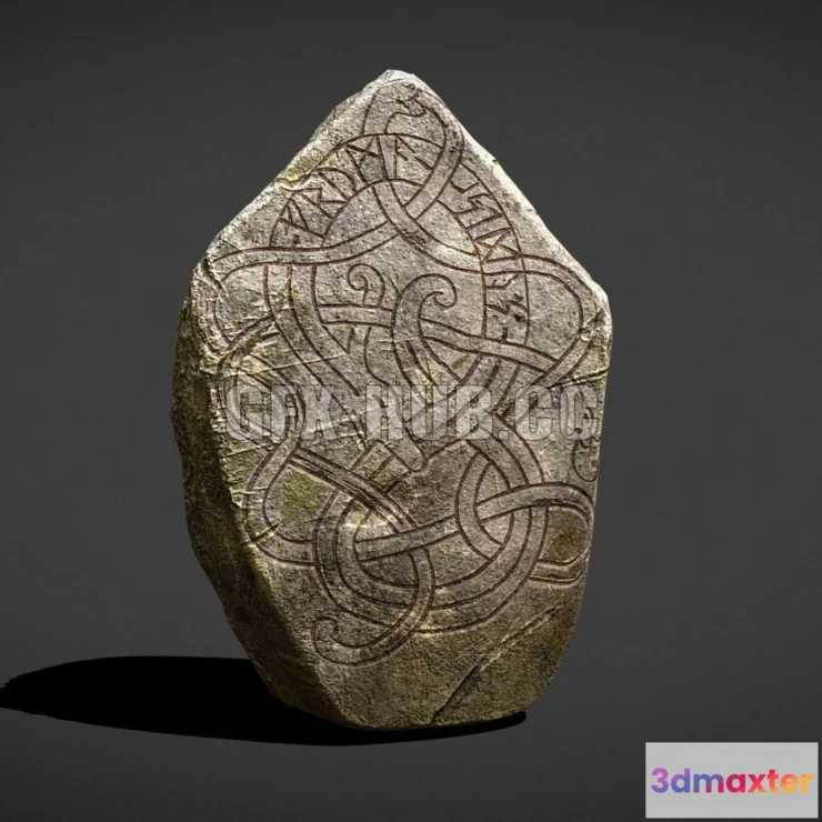1186846 - PBR Game 3D Model - Medieval Viking Rock Decoration