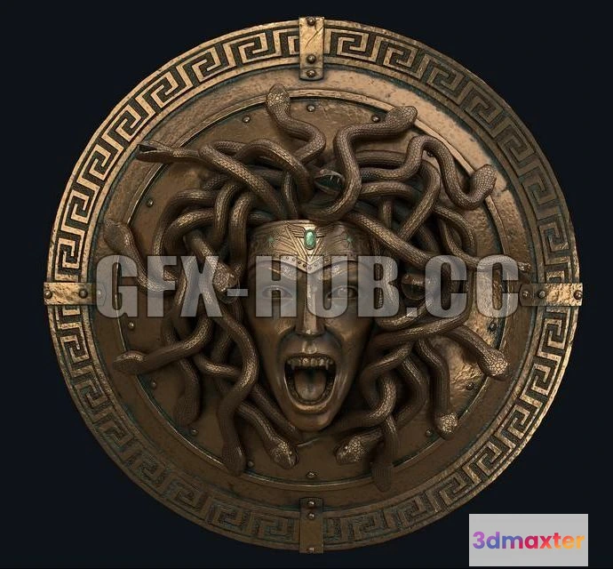 1186852 - PBR Game 3D Model - Medusa Shield Real-Time Asset