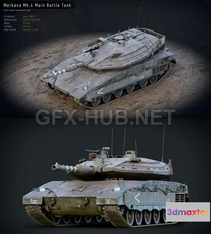 1186902 - PBR Game 3D Model - Merkava Mk4 Israeli Tank