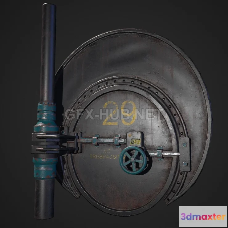 1186922 - PBR Game 3D Model - Metal Door Prop