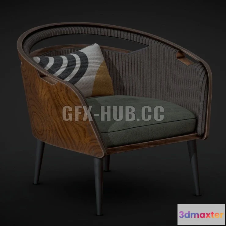 1186974 - PBR Game 3D Model - Mid-Century Modern Chair