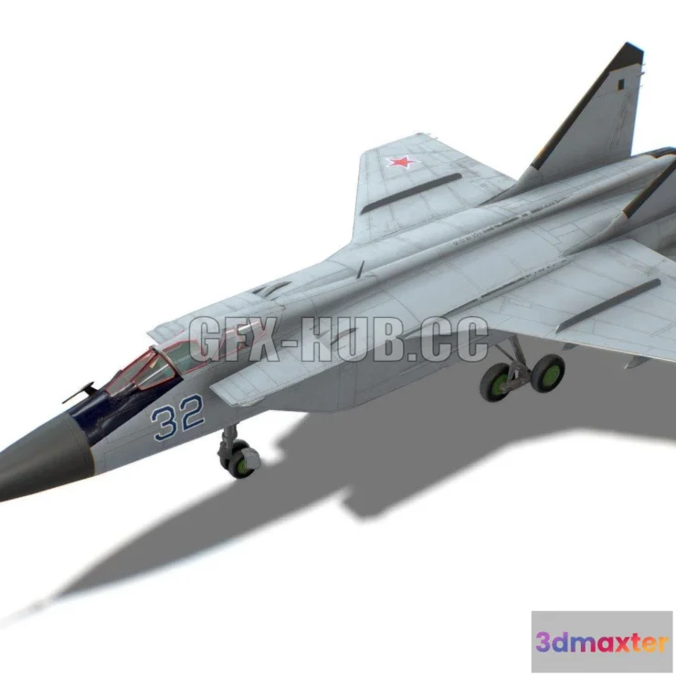 1186984 - PBR Game 3D Model - MIG-31 Foxhound Jet Fighter Aircraft