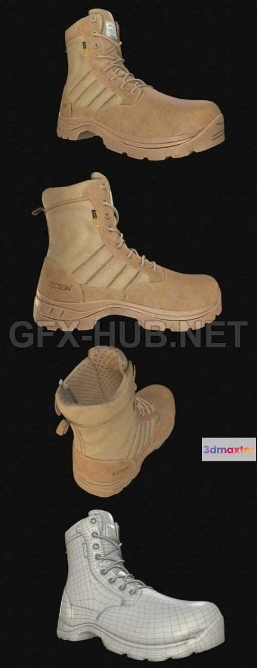 1187016 - PBR Game 3D Model - Military Boots