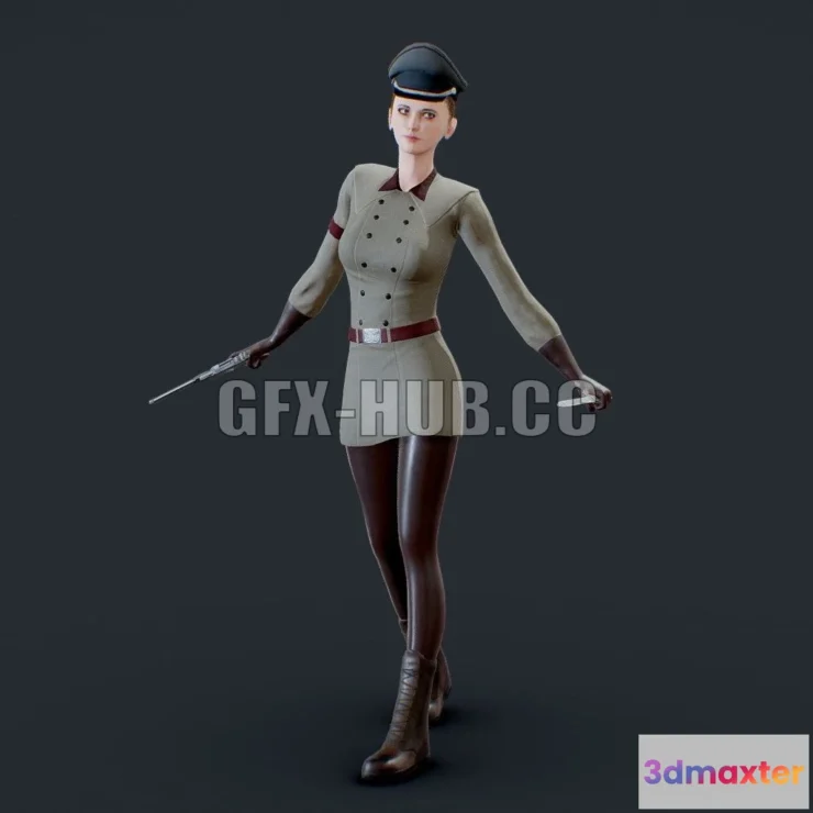 1187028 - PBR Game 3D Model - Military Girl Game Ready Low Poly