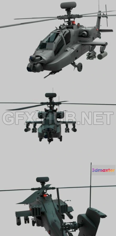 1187034 - PBR Game 3D Model - Military Helicopter low-poly