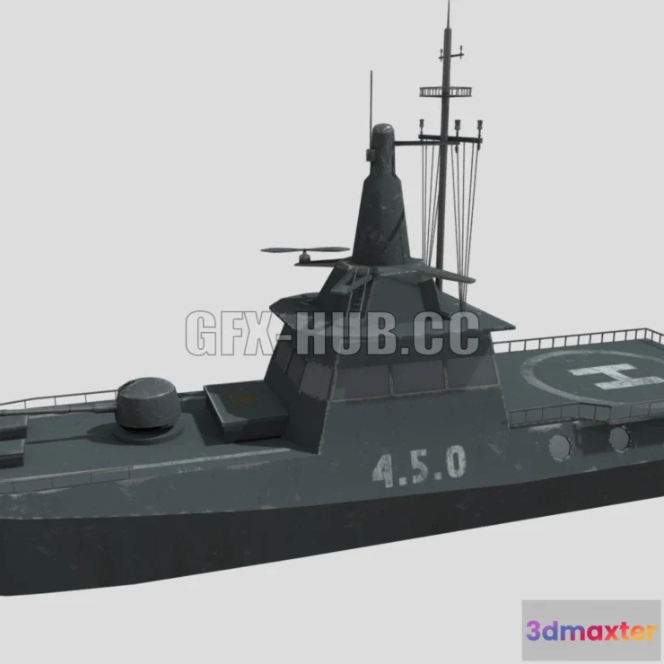 1187046 - PBR Game 3D Model - Military Rocket Boat