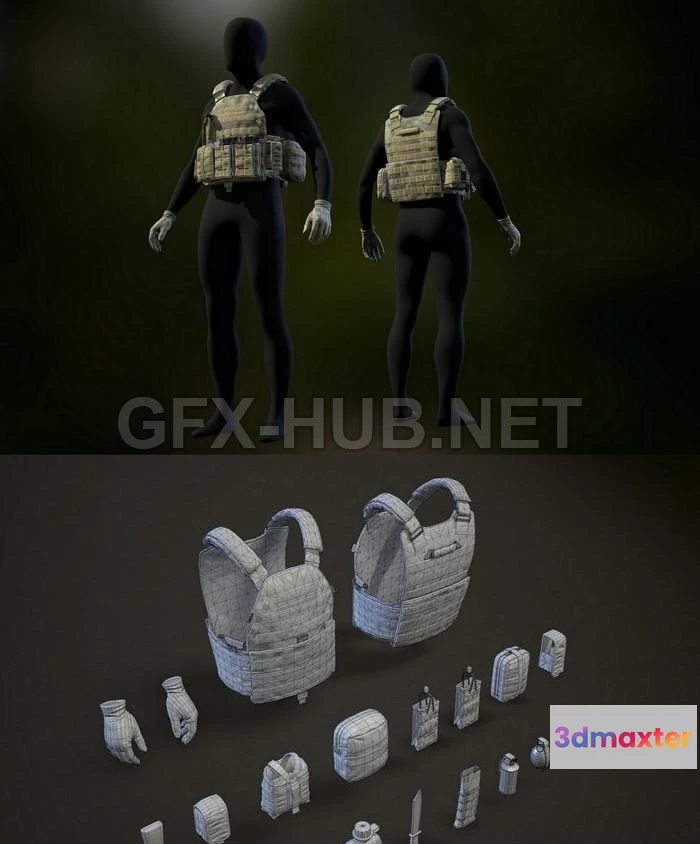 1187048 - PBR Game 3D Model - Military Soldier Vest