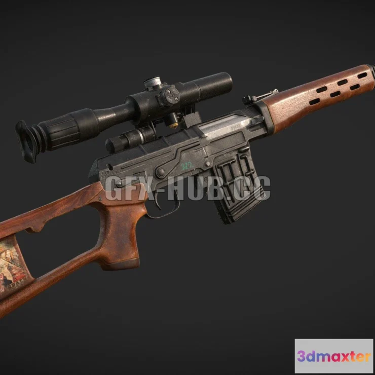 1187054 - PBR Game 3D Model - Military SVD Dragunov