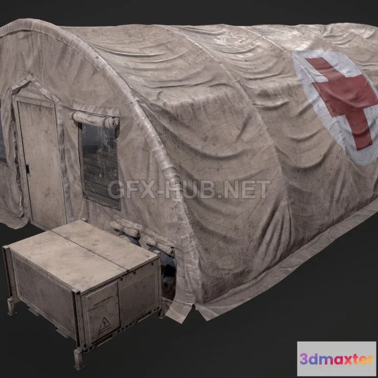 1187058 - PBR Game 3D Model - Military tent asset