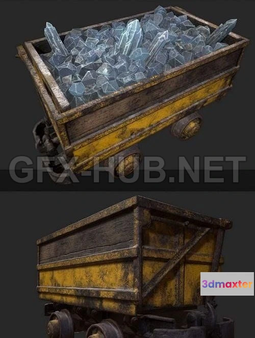 1187074 - PBR Game 3D Model - Mine Cart 02 PBR