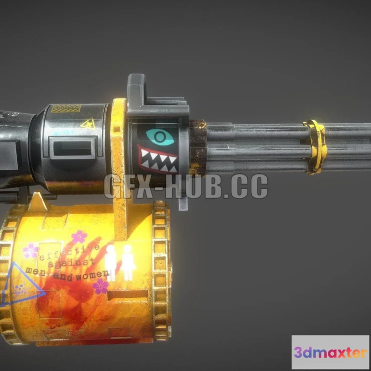 1187088 - PBR Game 3D Model - Minigun Machine Gun - Gatling Gun