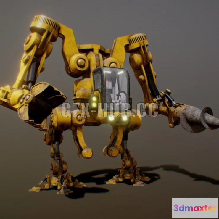 1187094 - PBR Game 3D Model - MINING MECH ANIMATIONS