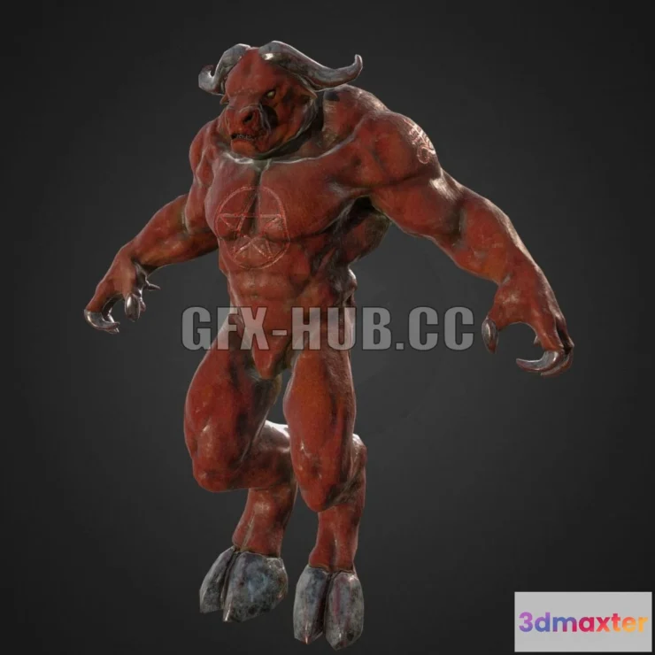 1187098 - PBR Game 3D Model - Minotaur Retopo