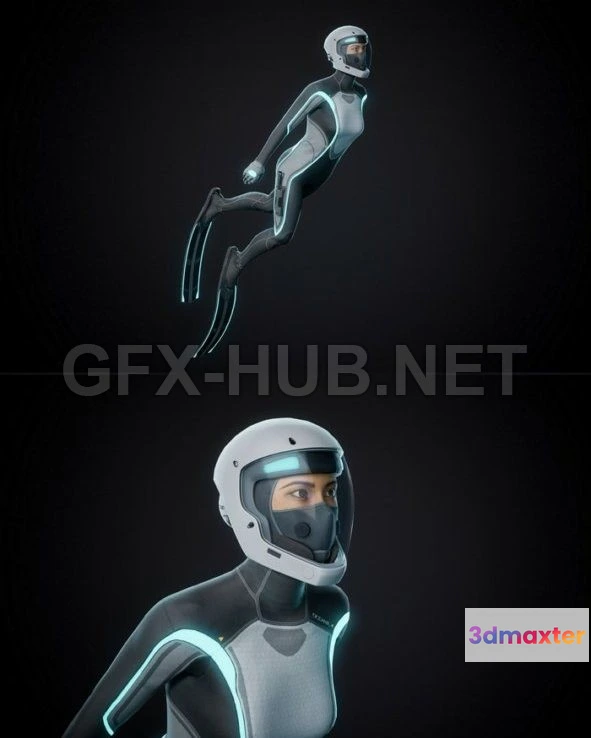 1187102 - PBR Game 3D Model - Mirai Dive Suit