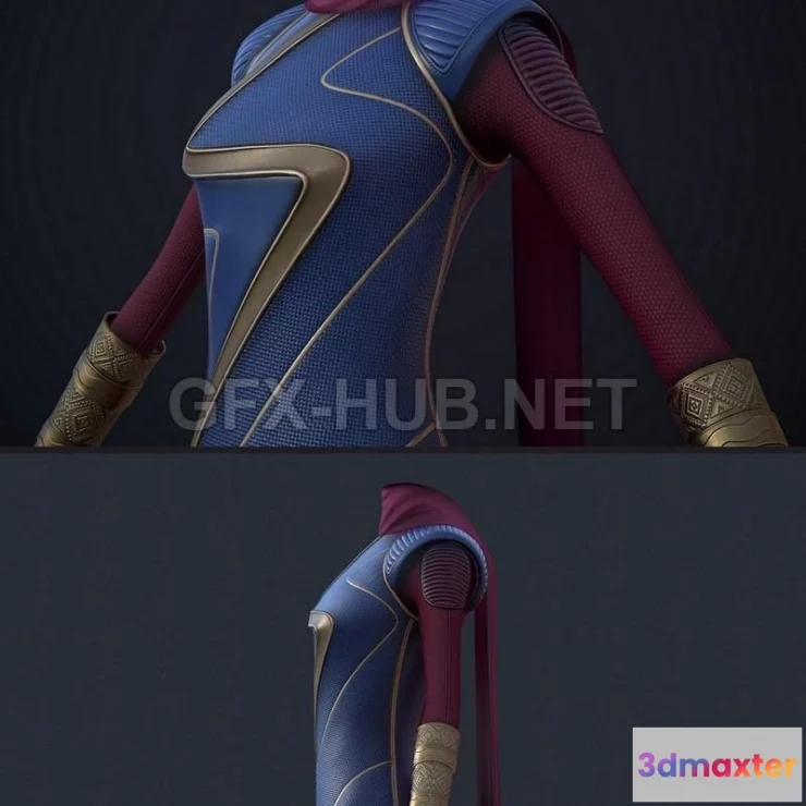 1187104 - PBR Game 3D Model - Miss Marvel Outfit