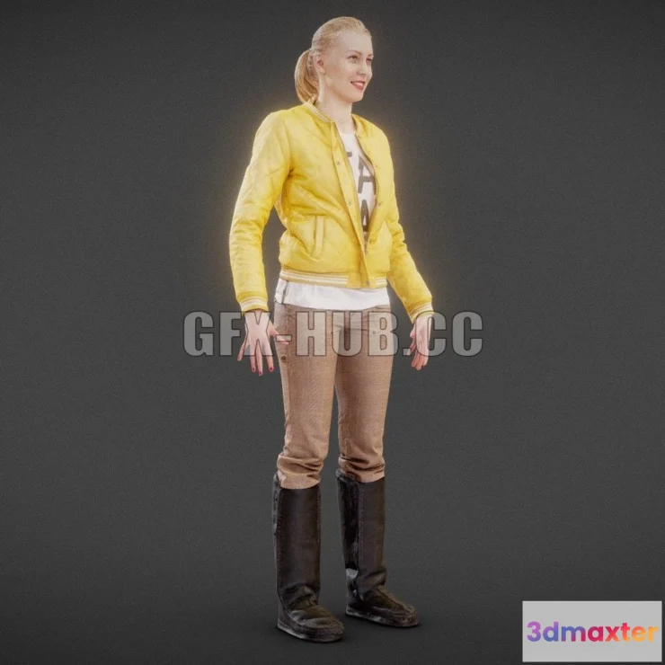 1187118 - PBR Game 3D Model - Model in Yellow Jacket and Boots 18