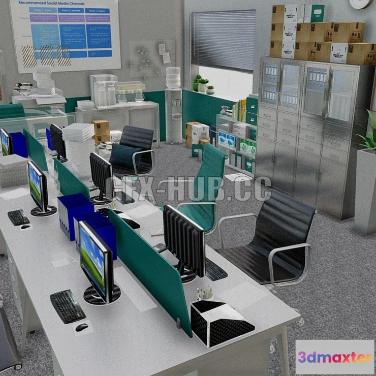 1187128 - PBR Game 3D Model - Modern office