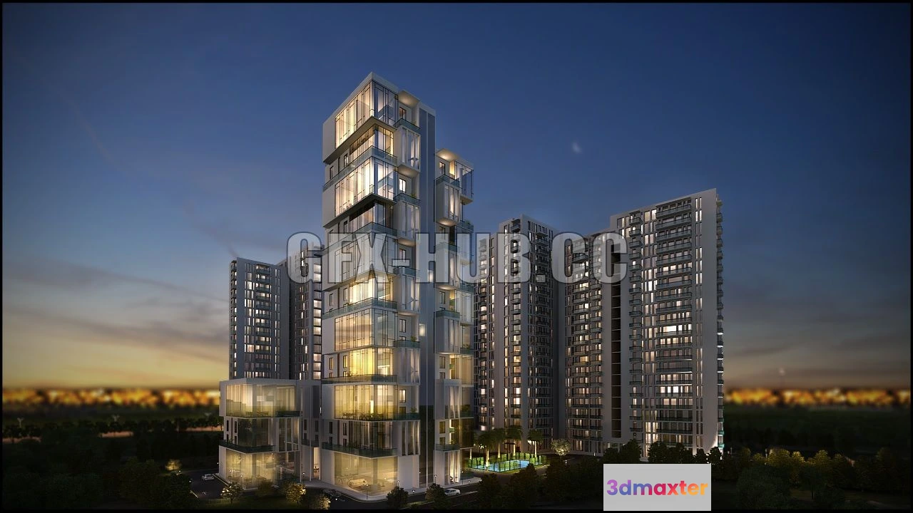 1187130 - PBR Game 3D Model - Modern Scyscraper