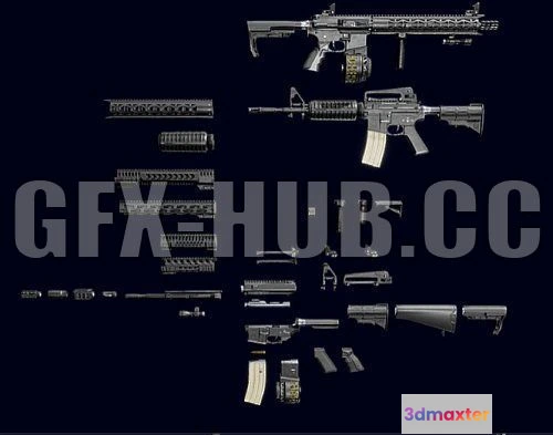 1187136 - PBR Game 3D Model - Modular AR15