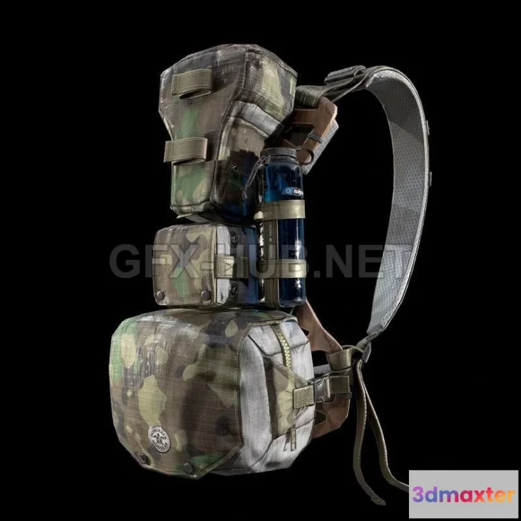 1187140 - PBR Game 3D Model - Modular Backpack