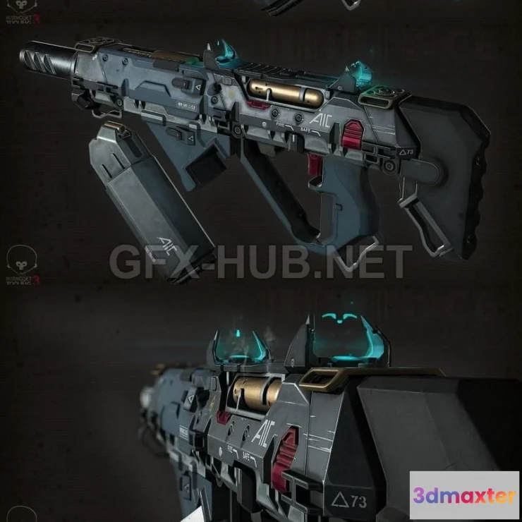 1187154 - PBR Game 3D Model - Modular SMG