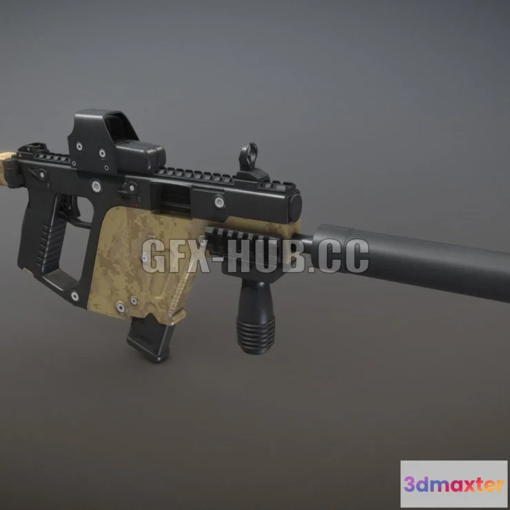 1187156 - PBR Game 3D Model - Modular Submachine Gun