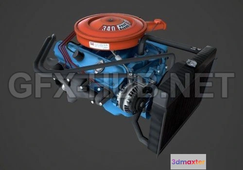 1187178 - PBR Game 3D Model - MOPAR V8 lowpoly VR AR low-poly