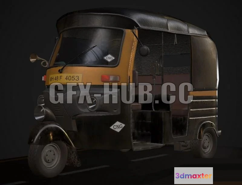 1187274 - PBR Game 3D Model - Mumbai Auto Rickshaw