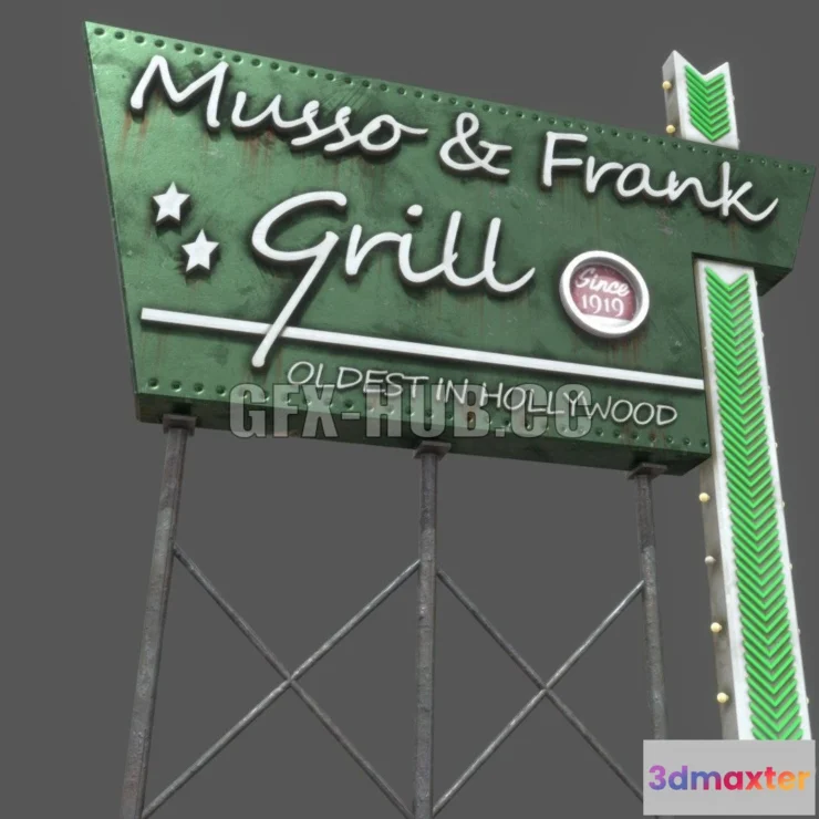 1187282 - PBR Game 3D Model - Musso & Frank Restaurant Signage