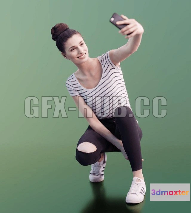 1187298 - PBR Game 3D Model - Myriam girl takes selfies
